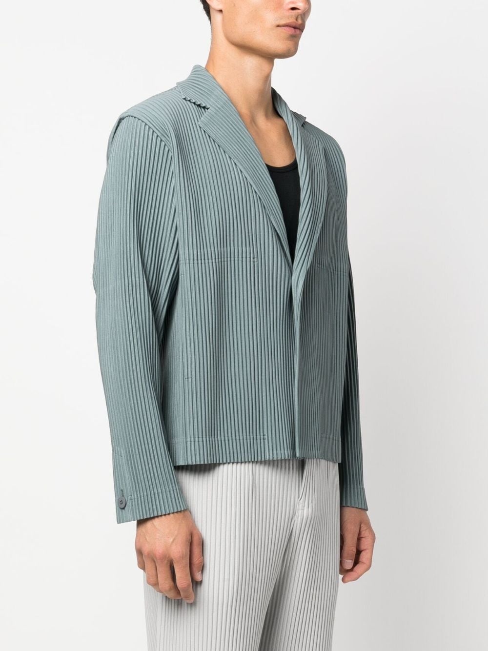 pleated single-breasted jacket - 3