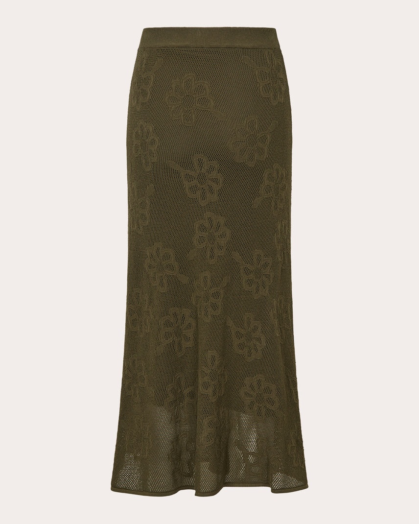 Orchid Floral-Jacquard Mesh Midi Skirt - 6