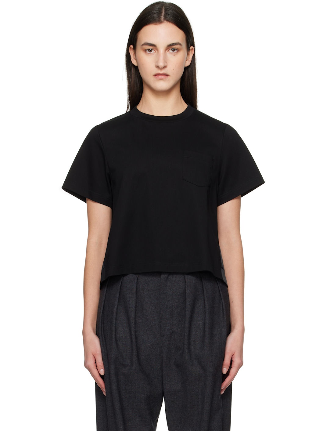 Black Mix Cotton Jersey T-shirt - 1