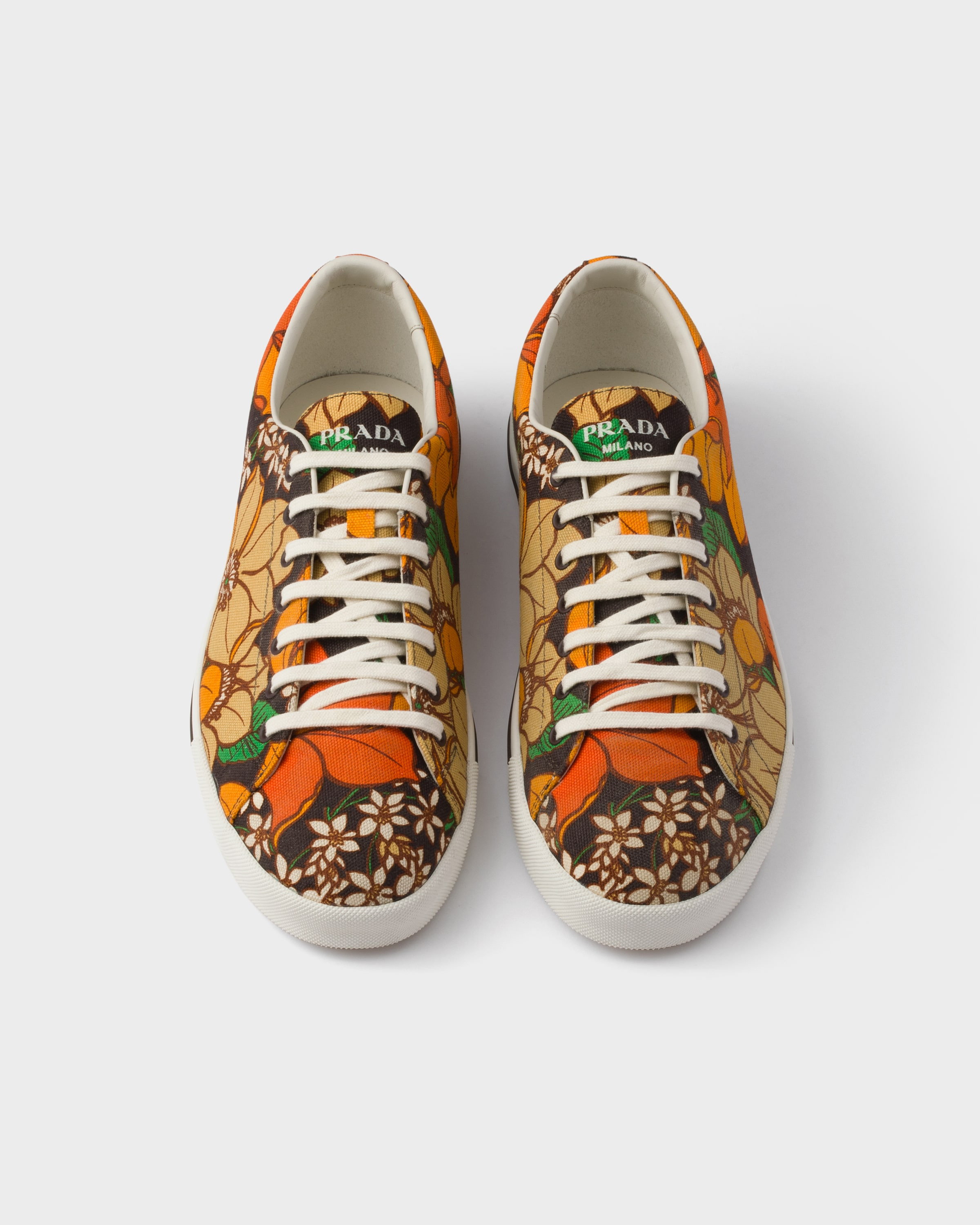 Laced floral print canvas sneakers - 4