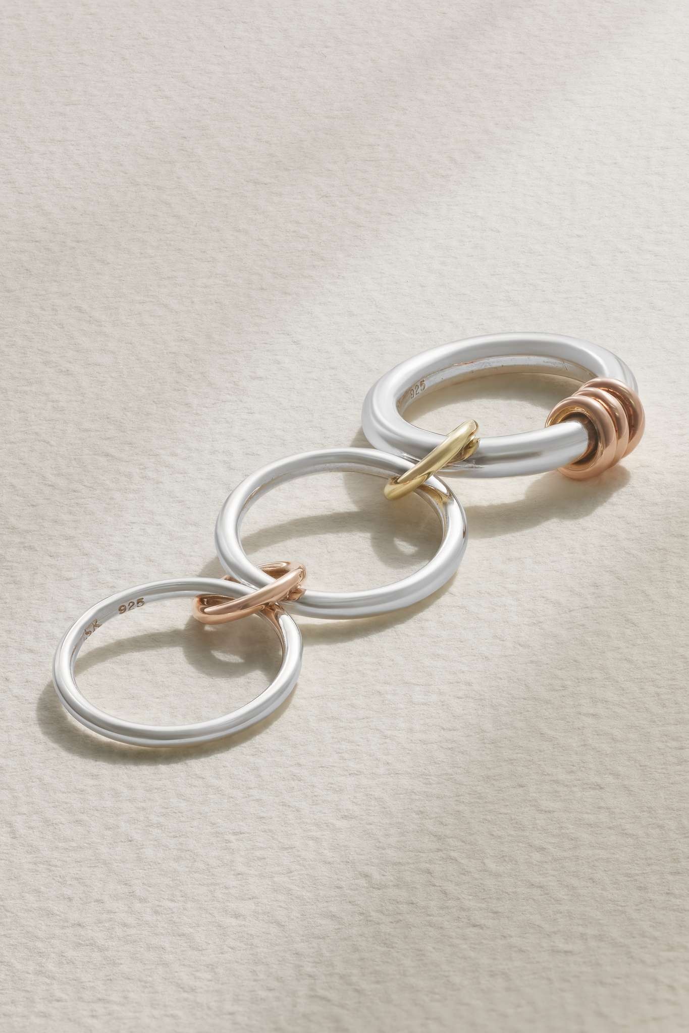 Orion set of three sterling silver and 18-karat yellow and rose gold rings - 3