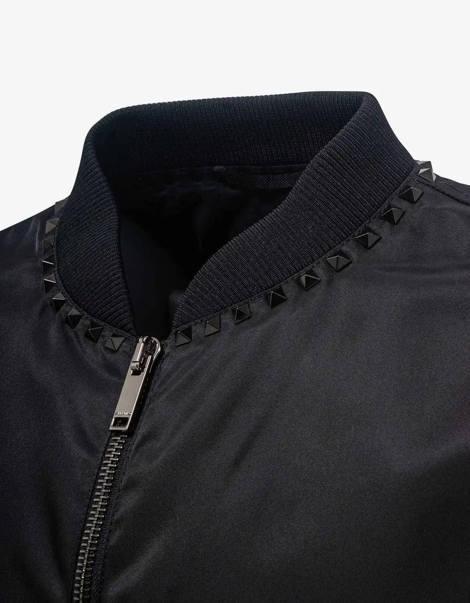 Valentino Black Untitled Stud Bomber Jacket - 7