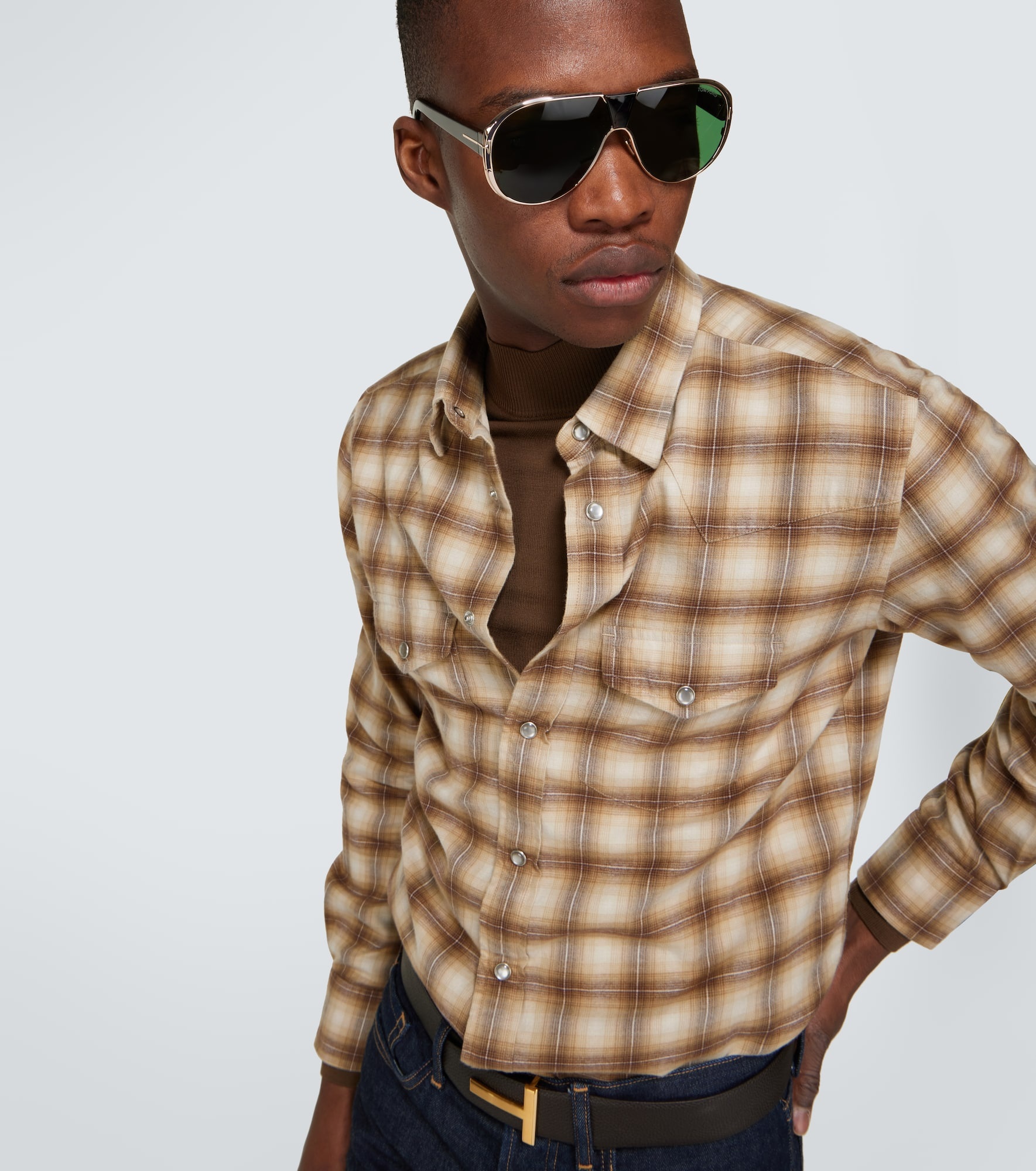 Checked cotton blend Oxford shirt - 5