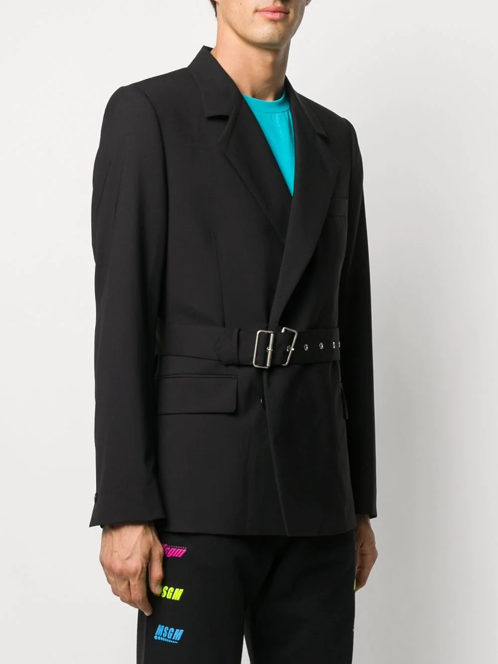 belted single-breasted blazer - 3