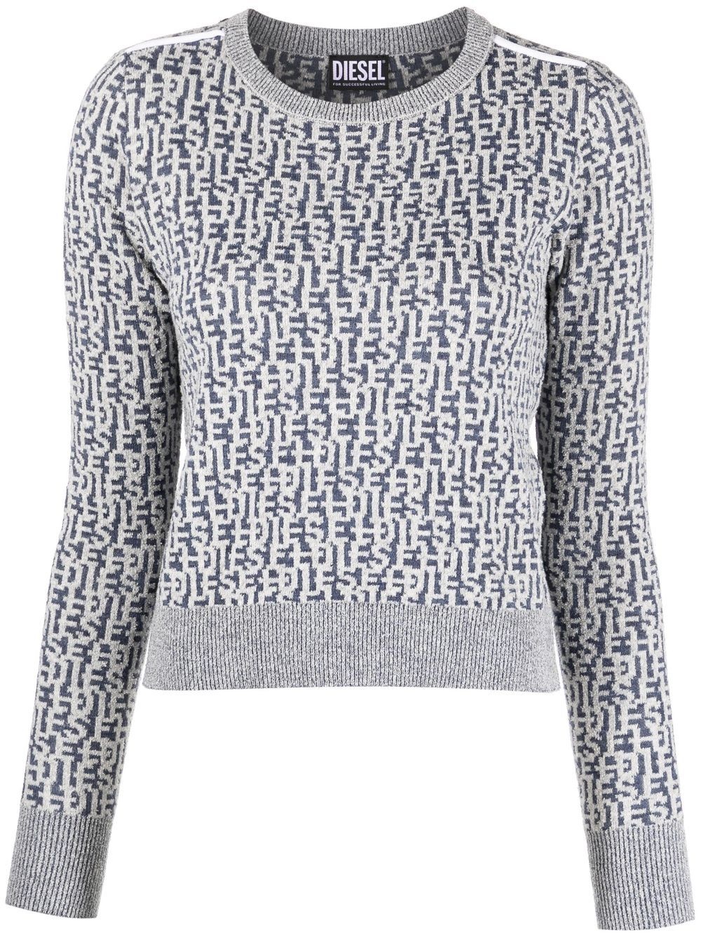 logo-jacquard knitted jumper - 1