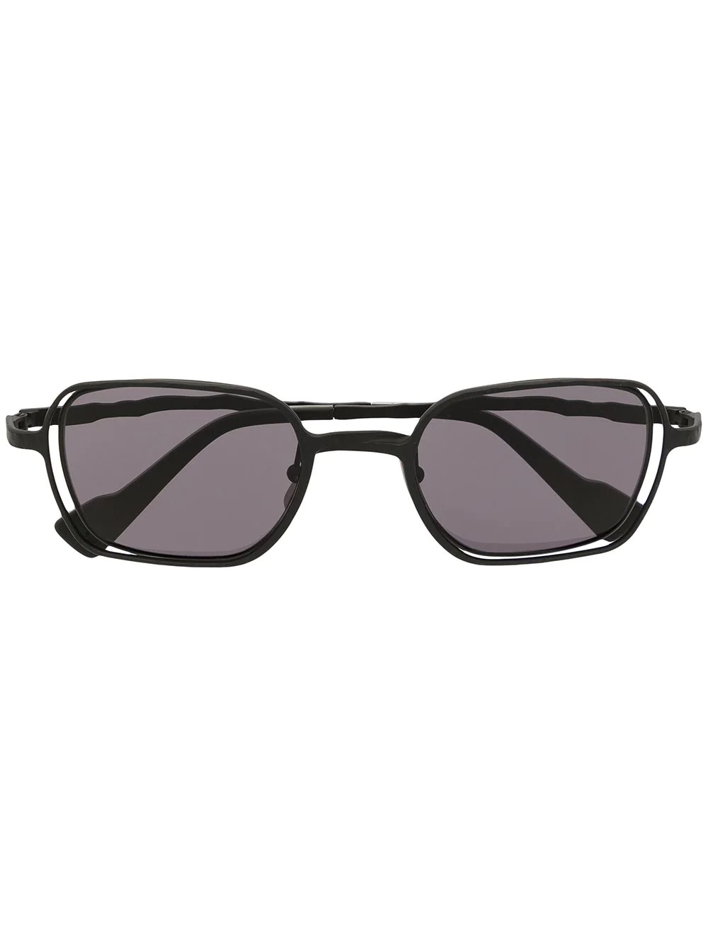 rectangle-frame crinkled-arm sunglasses - 1