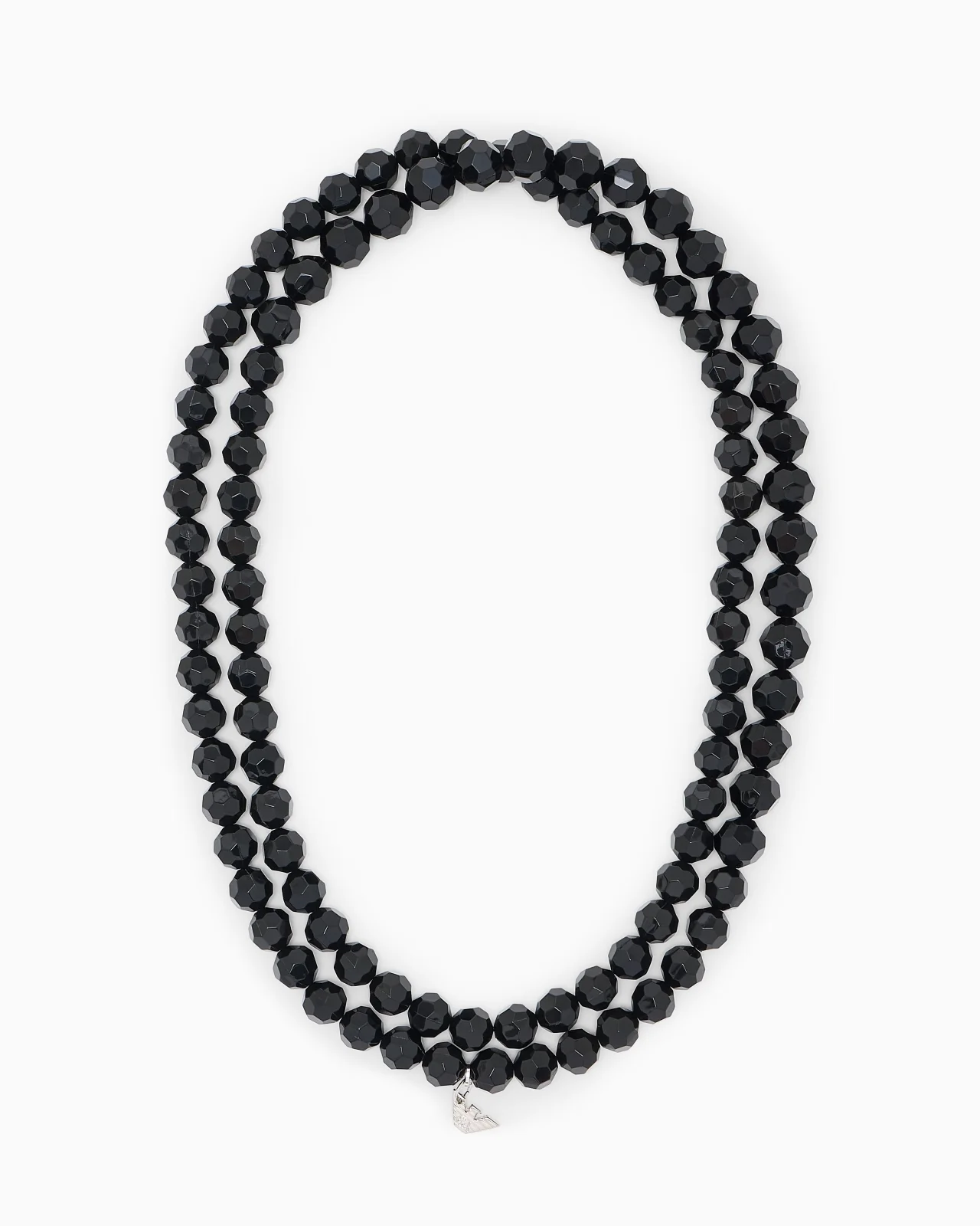 DOUBLE-STRAND NECKLACE WITH FACETED BEADS AND A METAL CHARM - 1