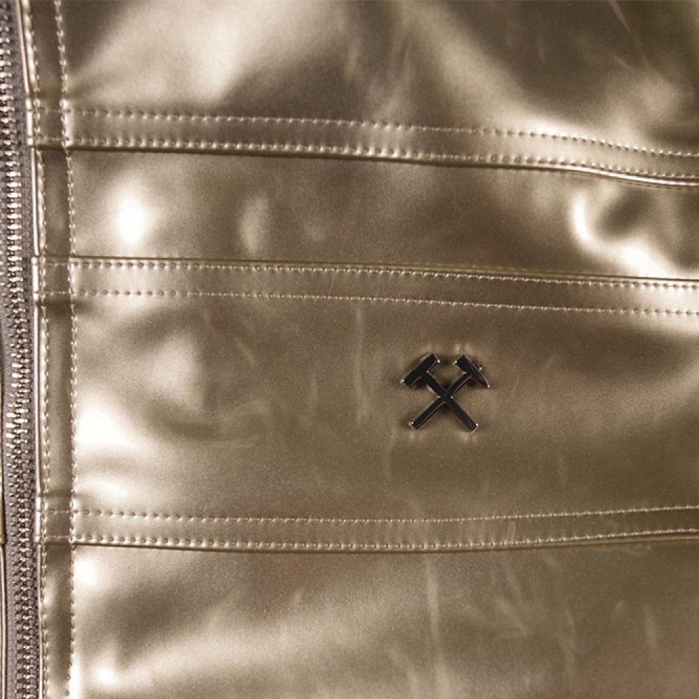 Woven Fitted Biker Jacket 'Gold' - 3