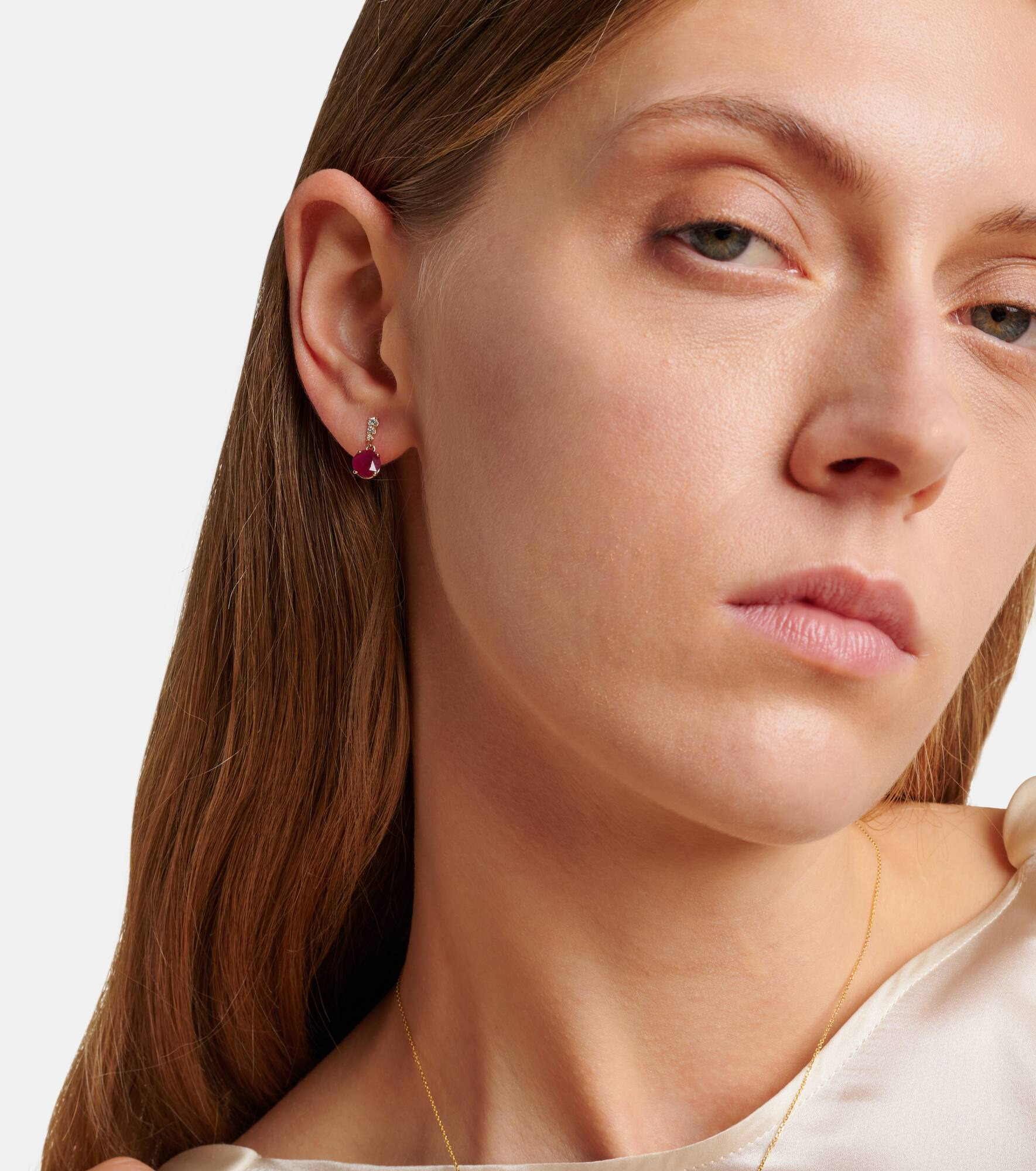 14kt gold earrings with rubies and diamonds - 2