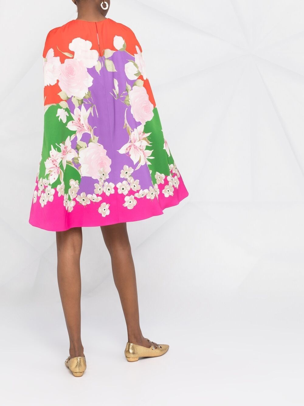 Flying Flowers print cape-sleeve minidress - 4