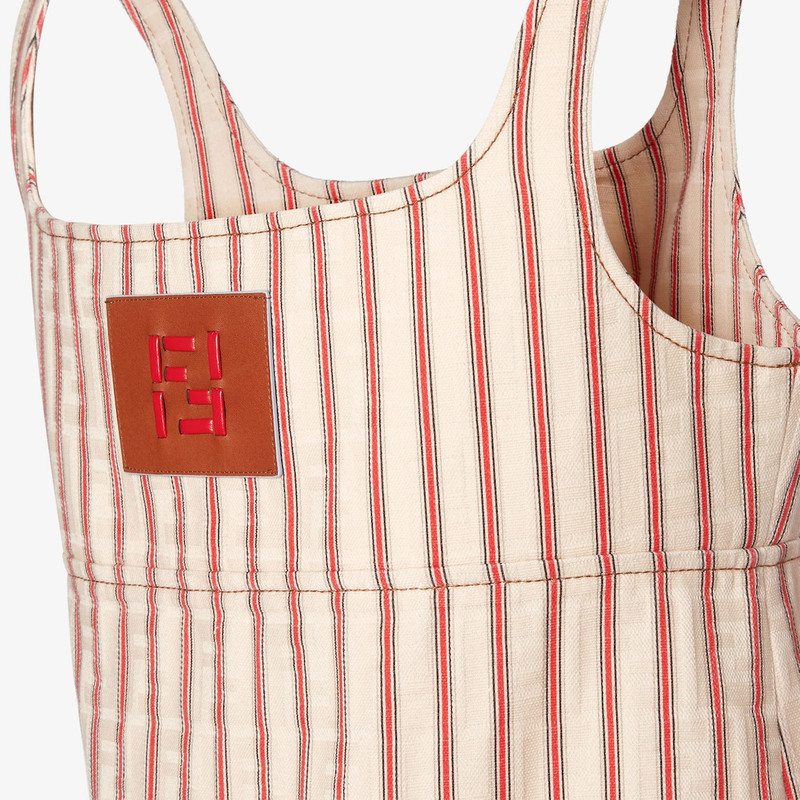 Dress Beige FF denim dress with red stripes 3