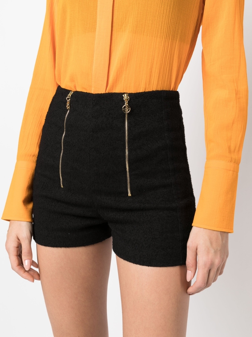 zip-detail tweed shorts - 5