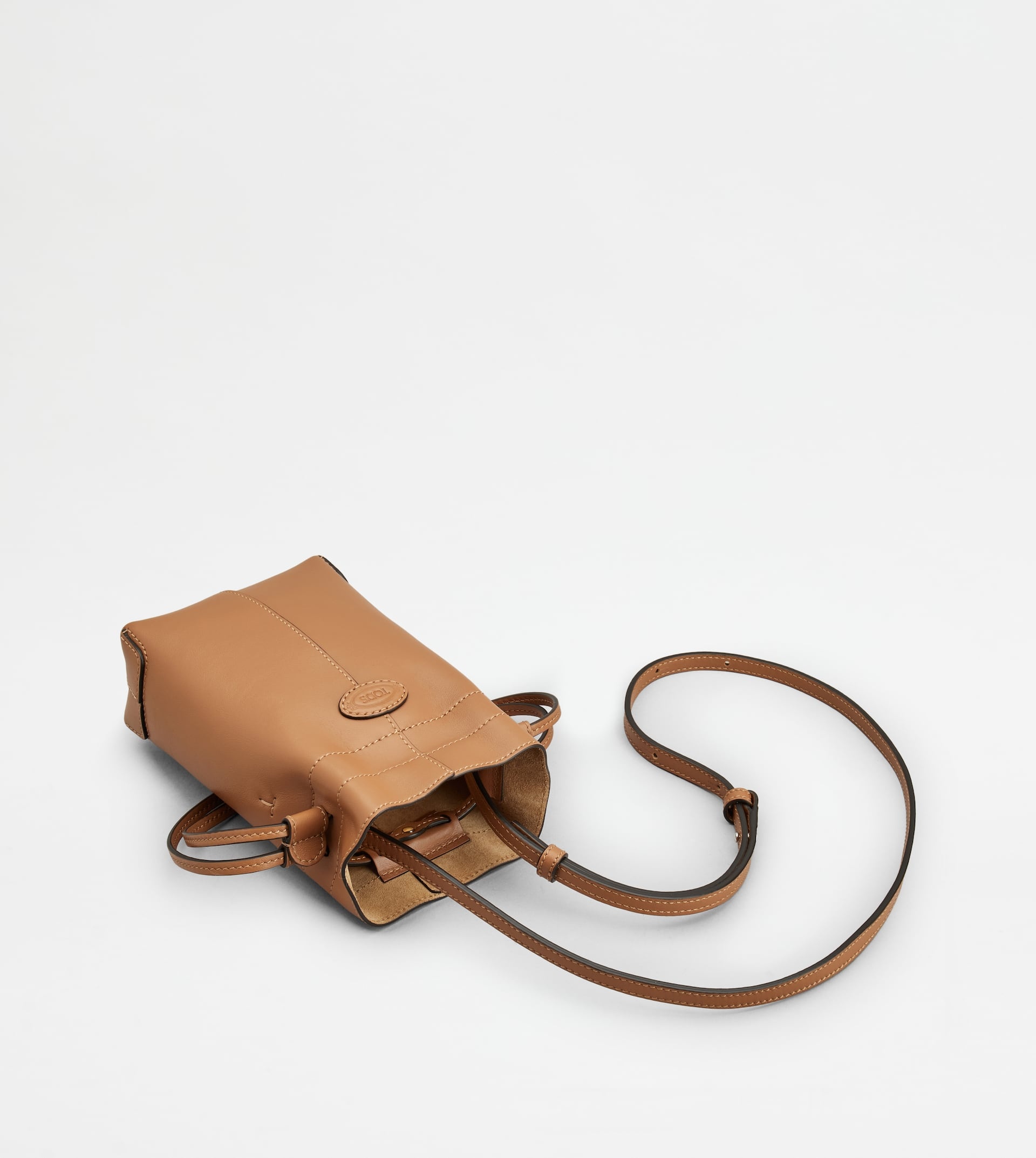 MICRO DRAWSTRING DI BAG IN LEATHER - BROWN - 3