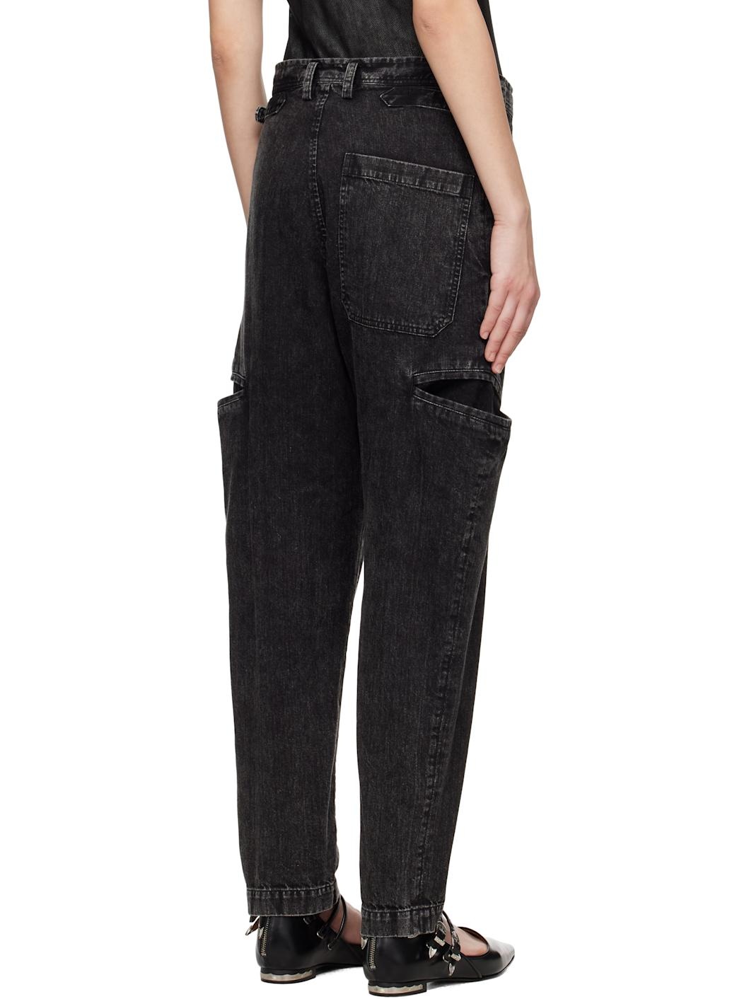 Black 8oz Bleached Denim Tapered Jeans - 3