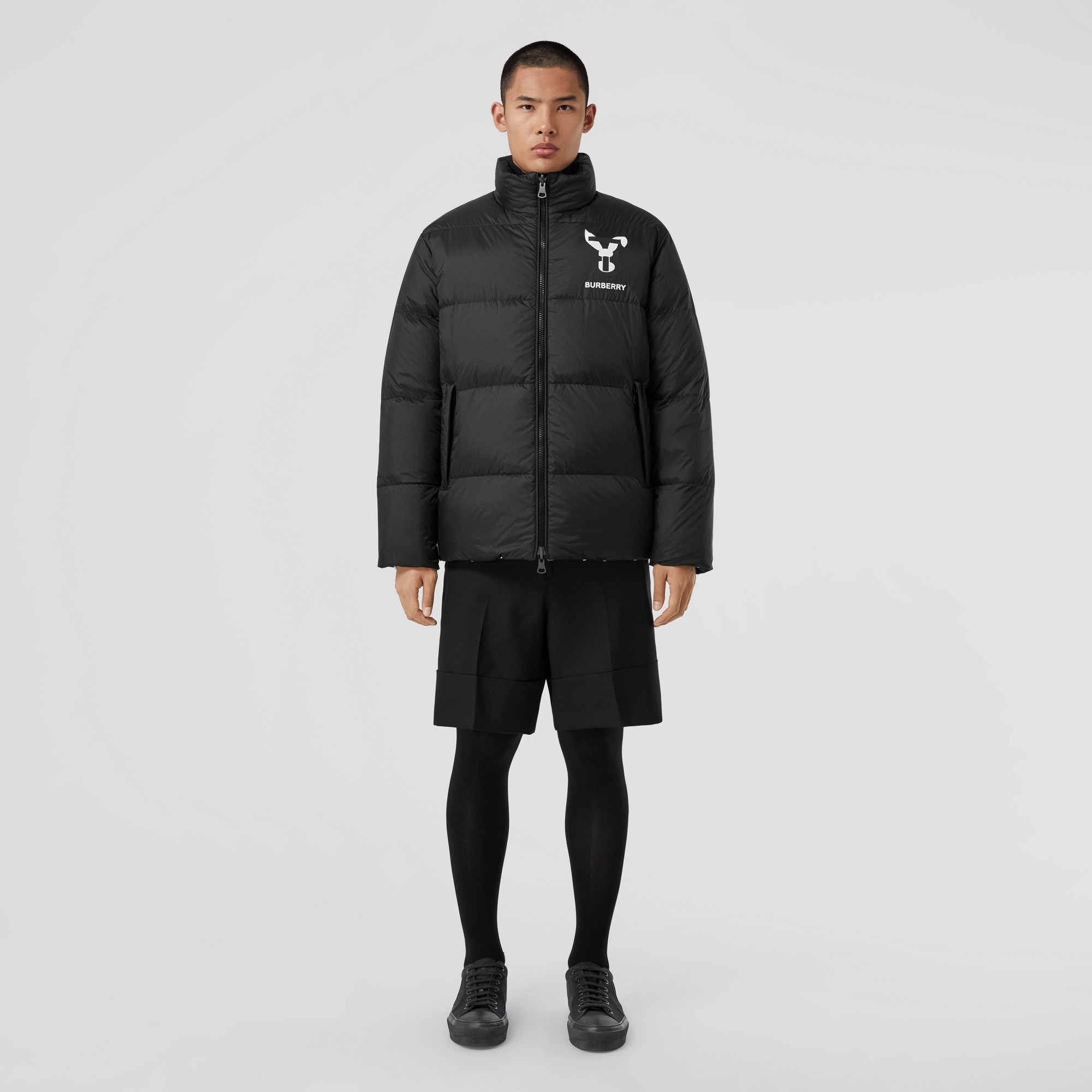 Reversible Rabbit Nylon Jacquard Puffer Jacket - 4