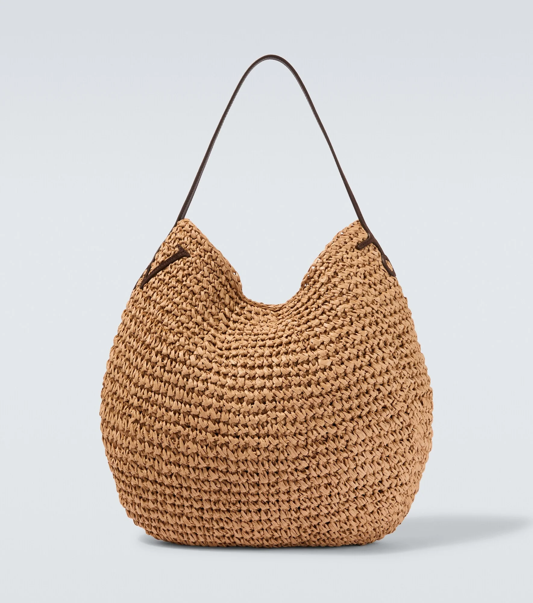 Bulb XL suede-trimmed raffia bucket bag - 1