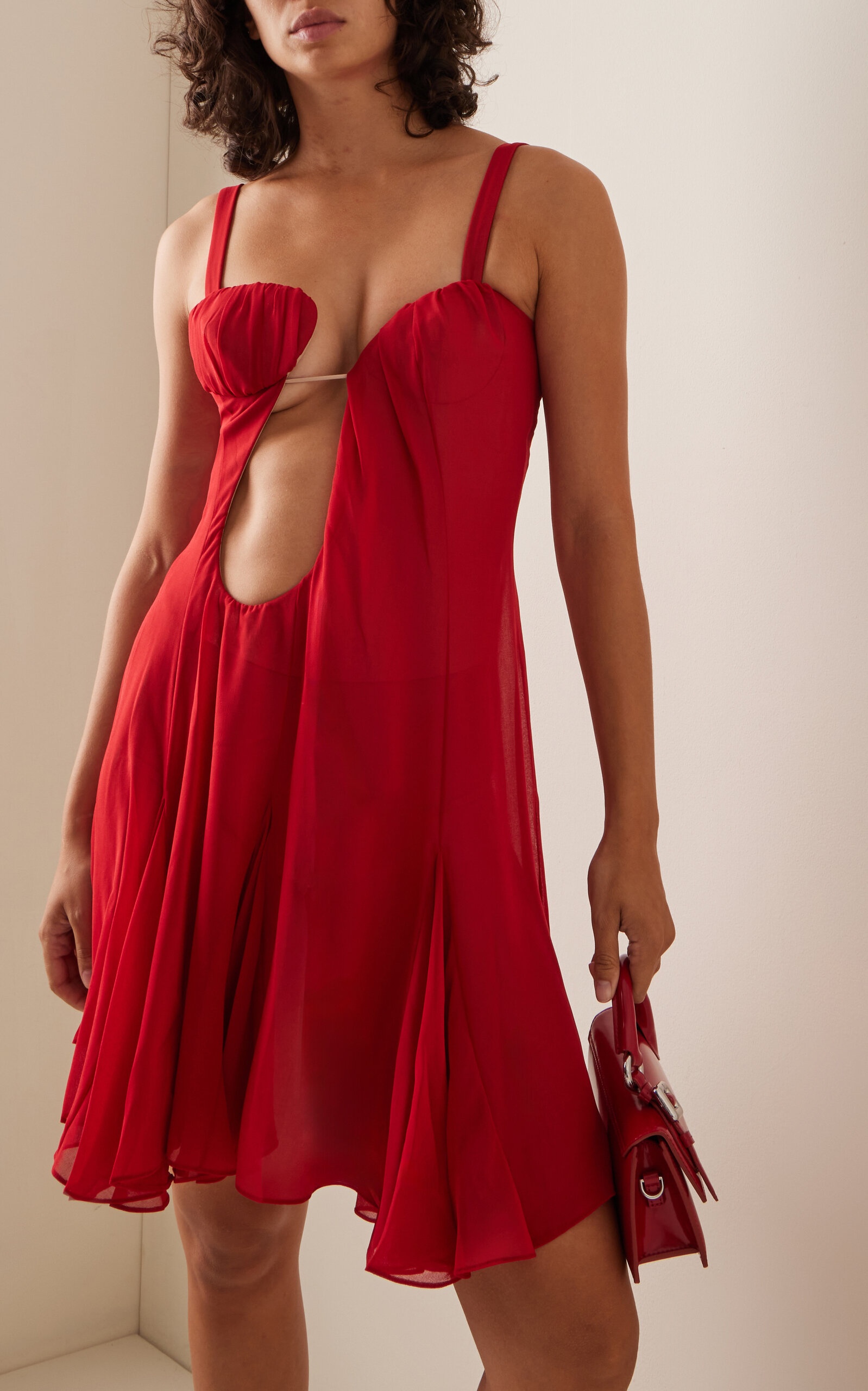 open lace back dress Nensi Dojaka Draped Gown with Corset Albania ND-NDSS24-DR175-COGNAC