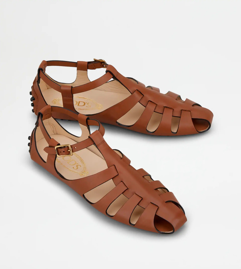 GOMMINO SANDALS IN LEATHER - BROWN 3