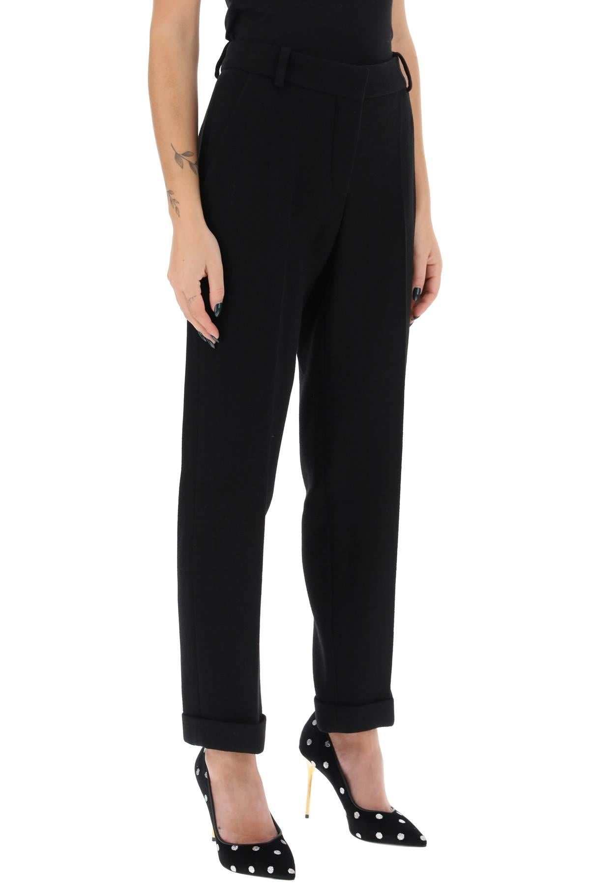 Balmain Cuffed Wool Crepe Trousers - 3