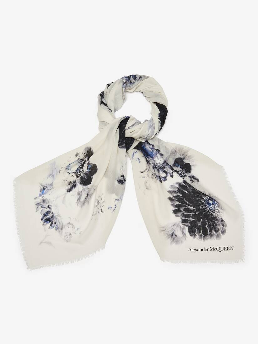 Women's Chiaroscuro Shawl in Ivory/black - 2