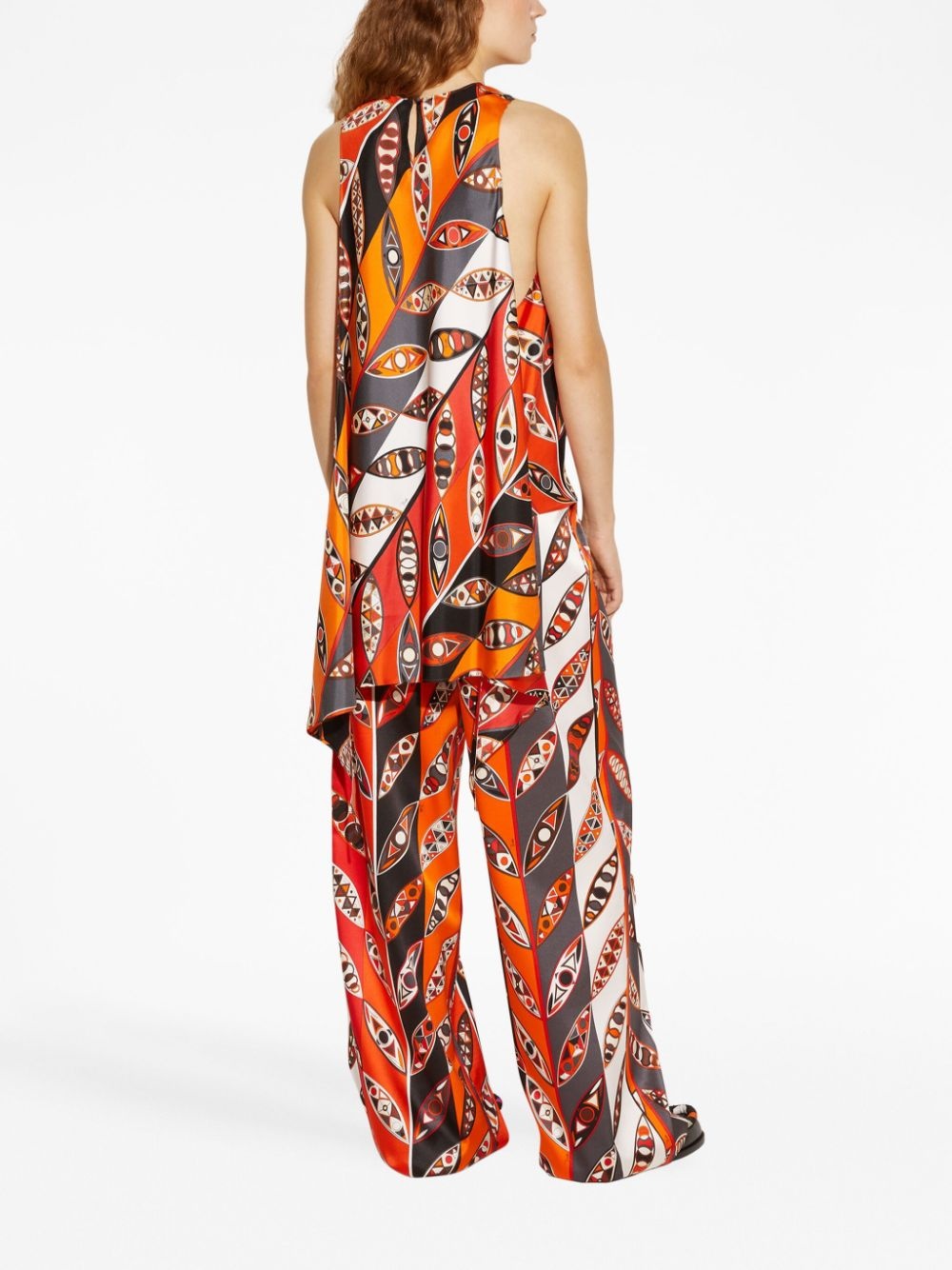 graphic-print silk sleeveless top - 4