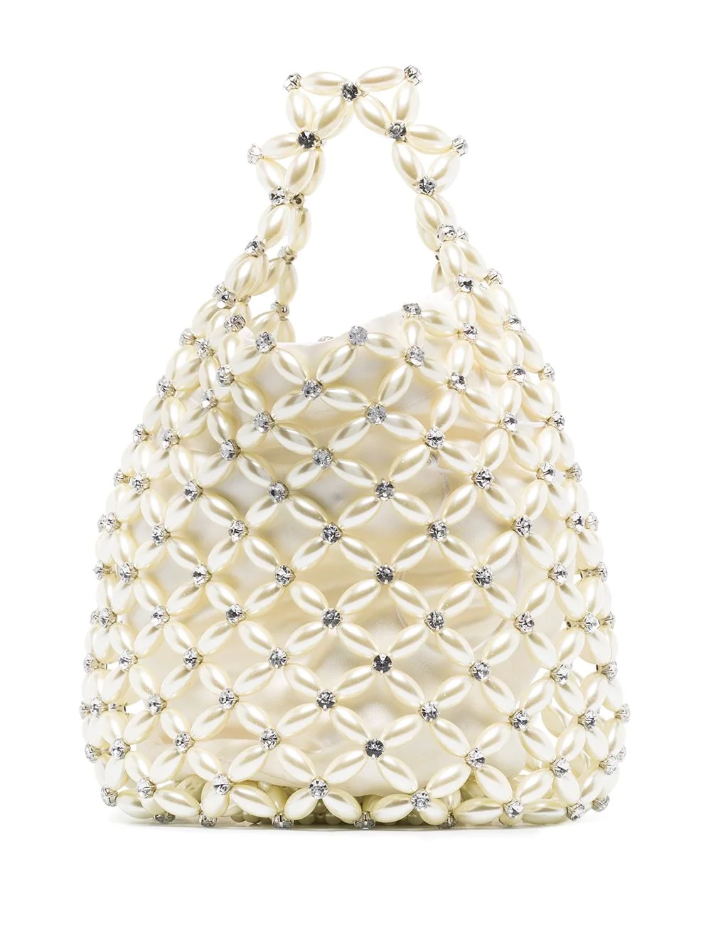 faux-pearl crystal embellished handbag - 3