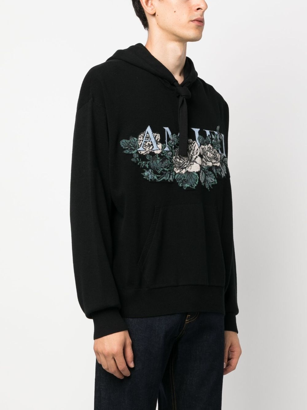 intarsia-knit logo hoodie - 3