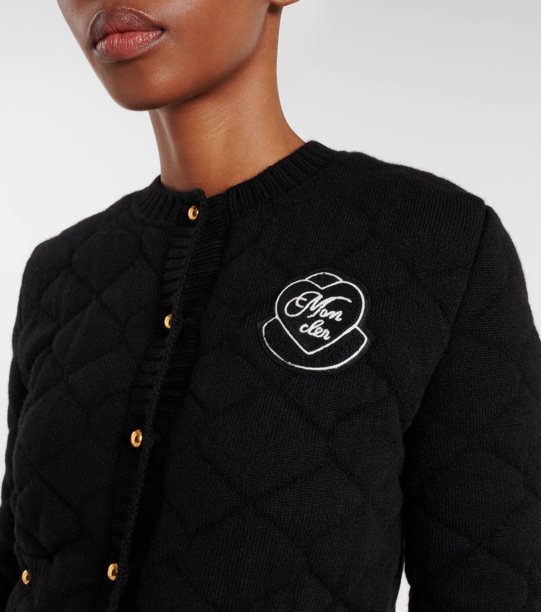 Logo quilted wool-blend cardigan - 4