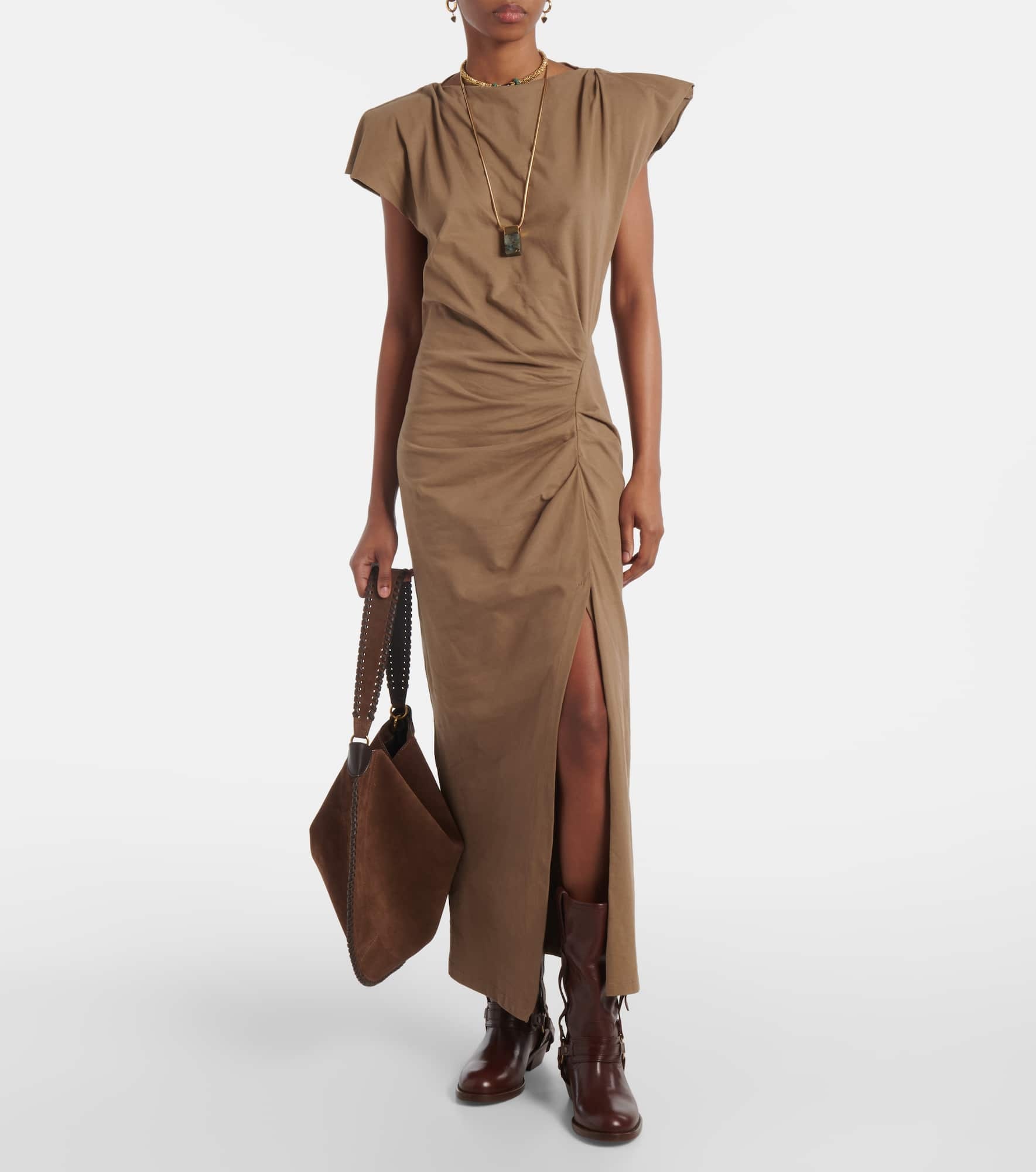 Nadela gathered cotton jersey maxi dress - 2