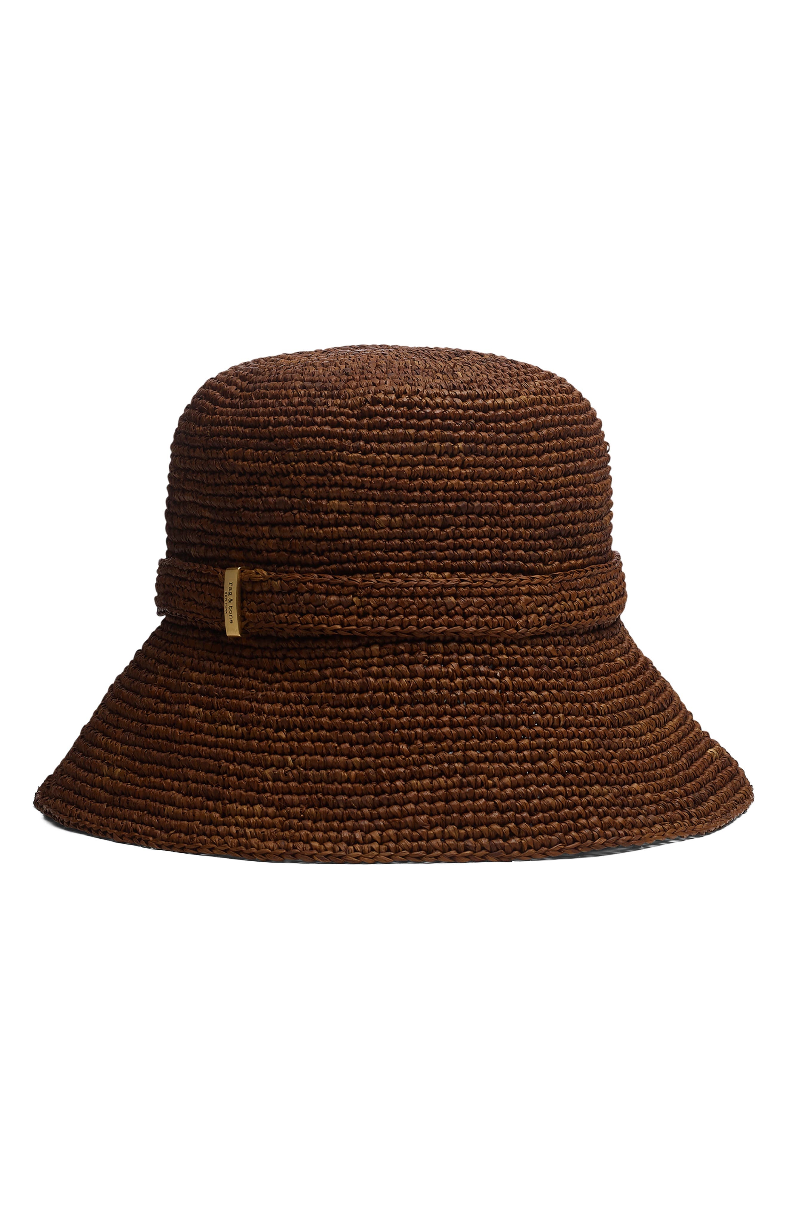 rag & bone Lela Packable Straw Bucket Hat in Brown at Nordstrom - 1