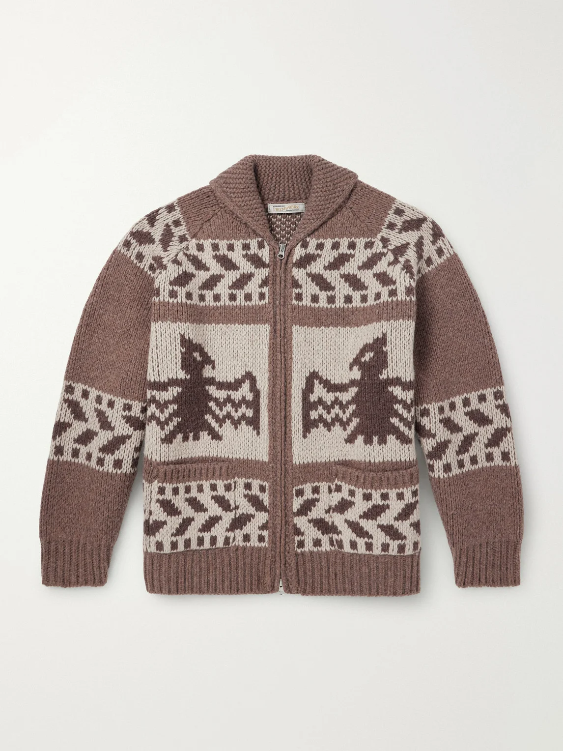 Thunderbird Wool-Blend Jacquard Zip-Up Sweater - 1