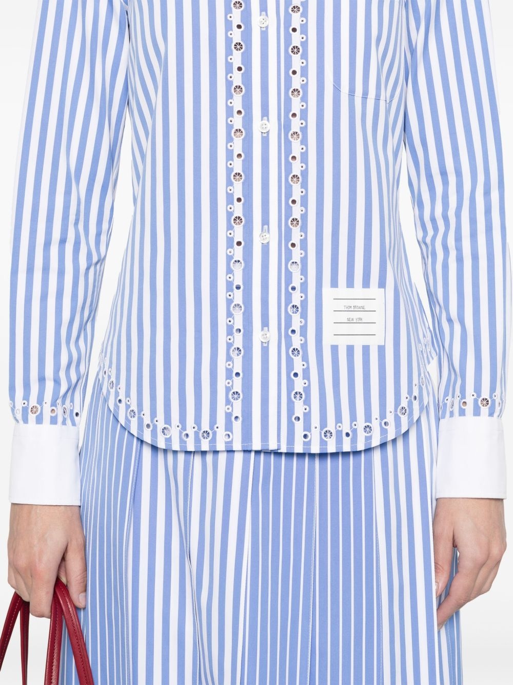 broderie-anglaise striped shirt - 5