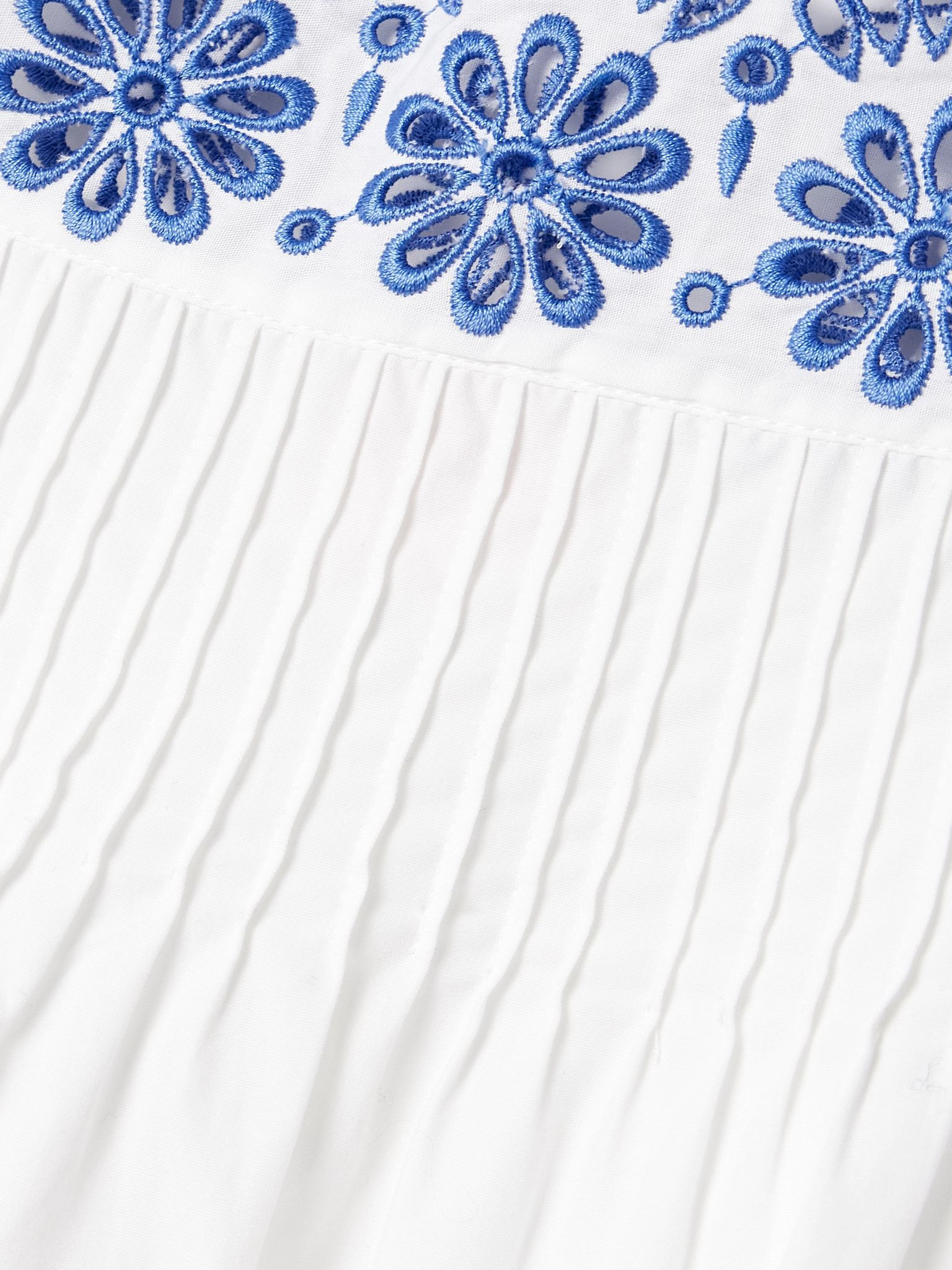 Fiocchini broderie anglaise-trimmed pintucked cotton-poplin mini dress White - 4