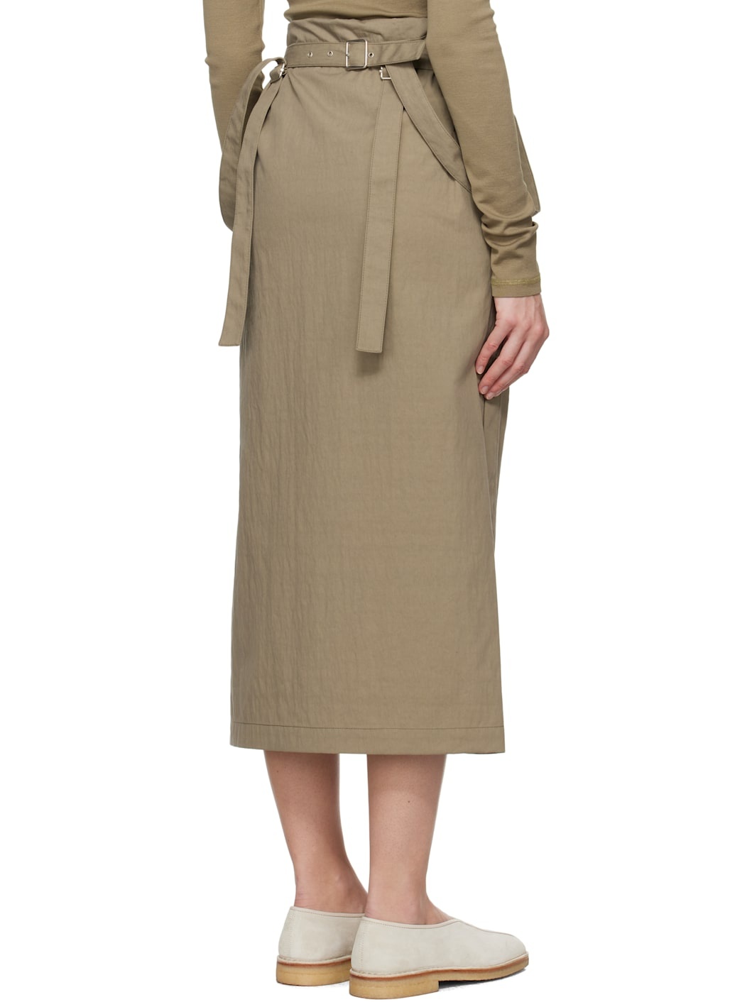 Khaki Straps Midi Skirt - 3