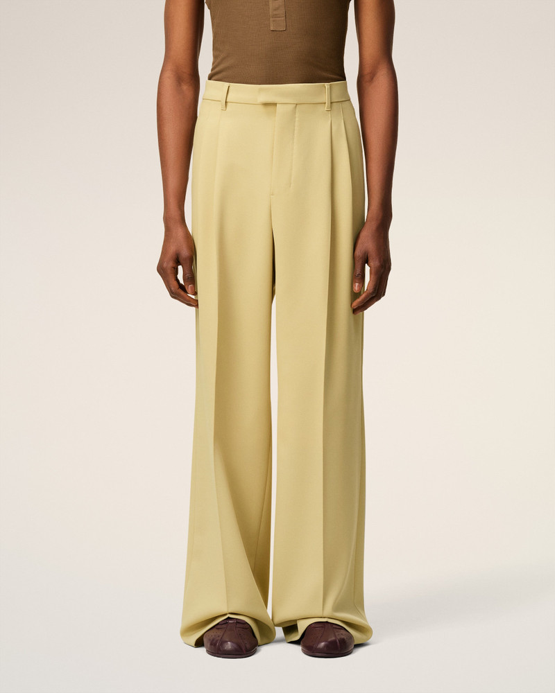 GREEN WOOL LOW WAIST WIDE TROUSERS 3