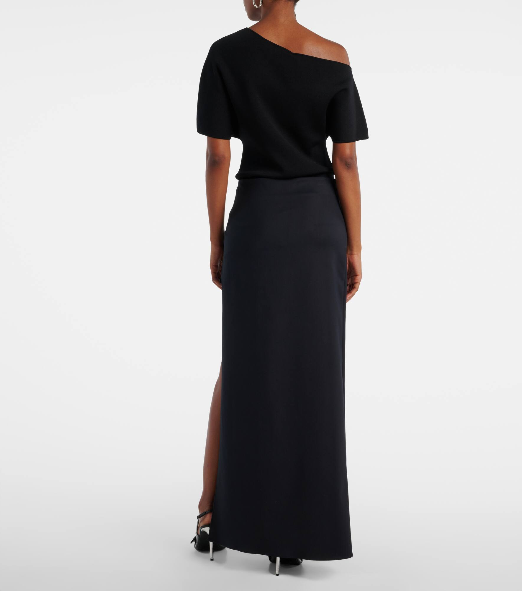 Garter cotton-blend jersey maxi skirt - 3