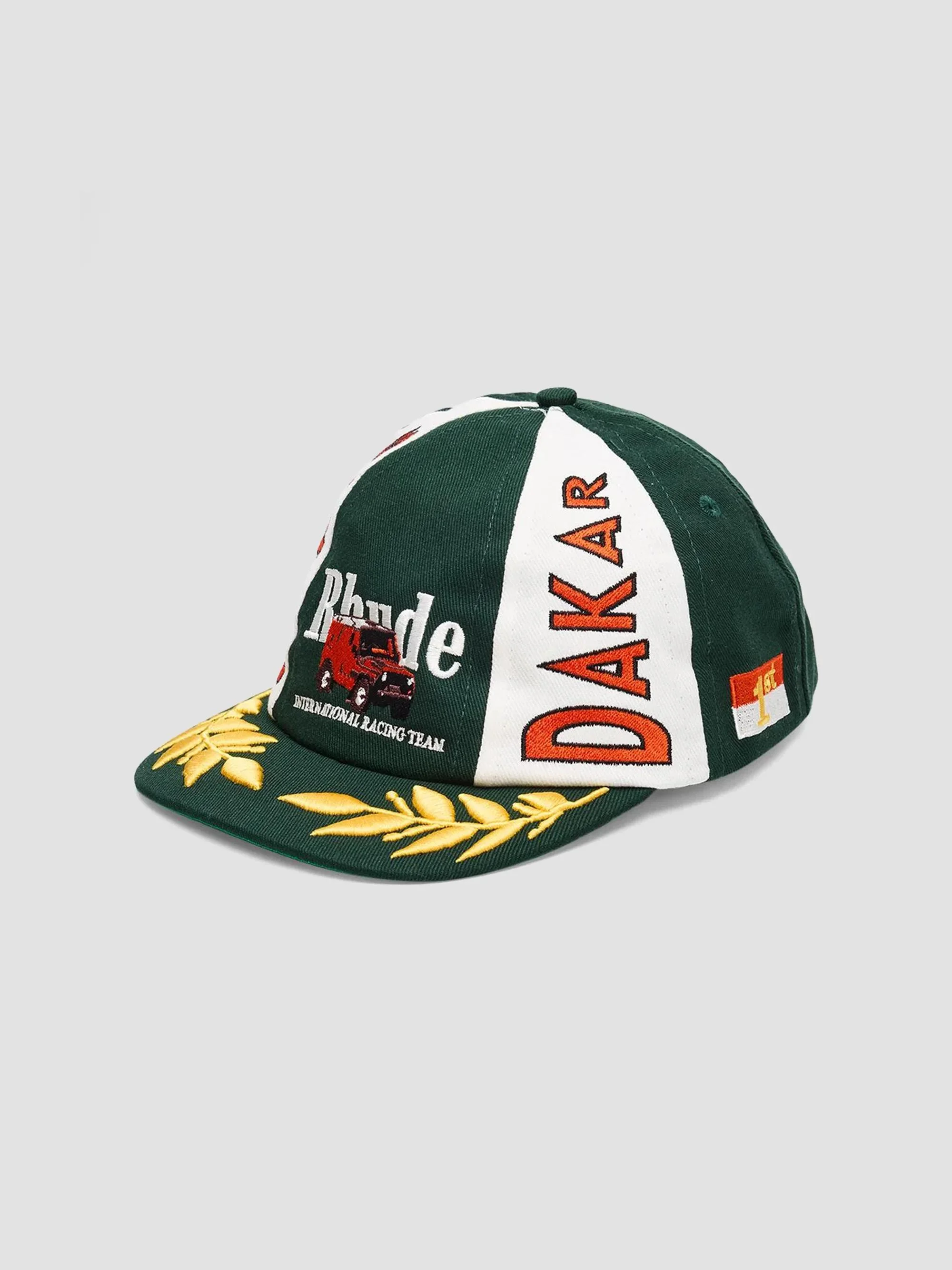 Men's Paris-Dakar International Race Team Hat - Green White Orange - 1
