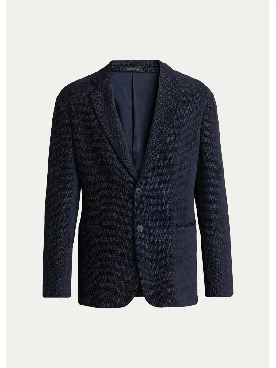 Men's Chevron Jacquard Single-Breasted Sport Coat - 1