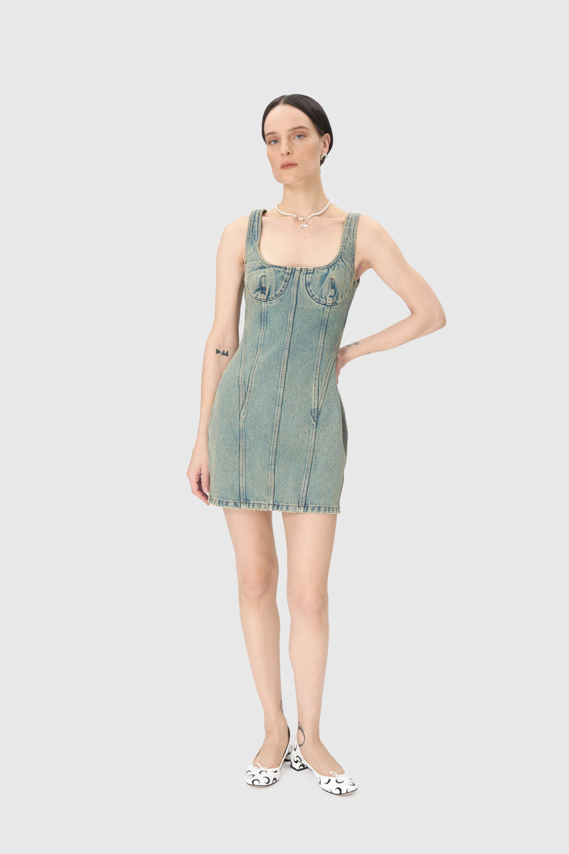 Marine Serre Moon Laser Denim Mini Dress outlook