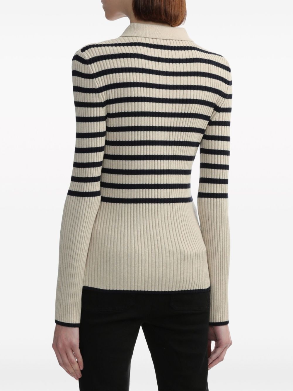 striped ribbed-knit cardigan - 3