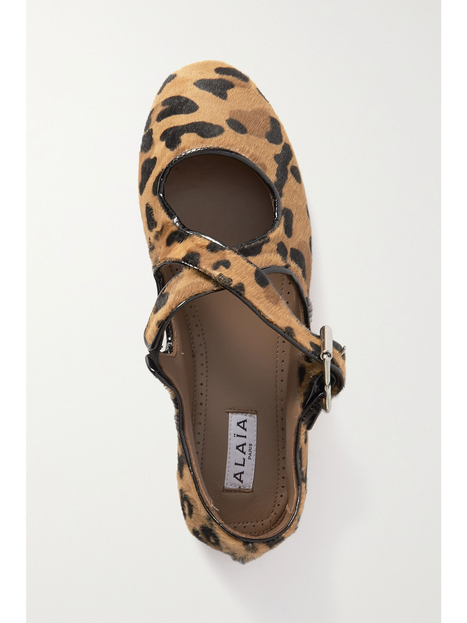 Criss Cross patent-leather trimmed leopard-print calf hair ballet flats Leopard print - 5