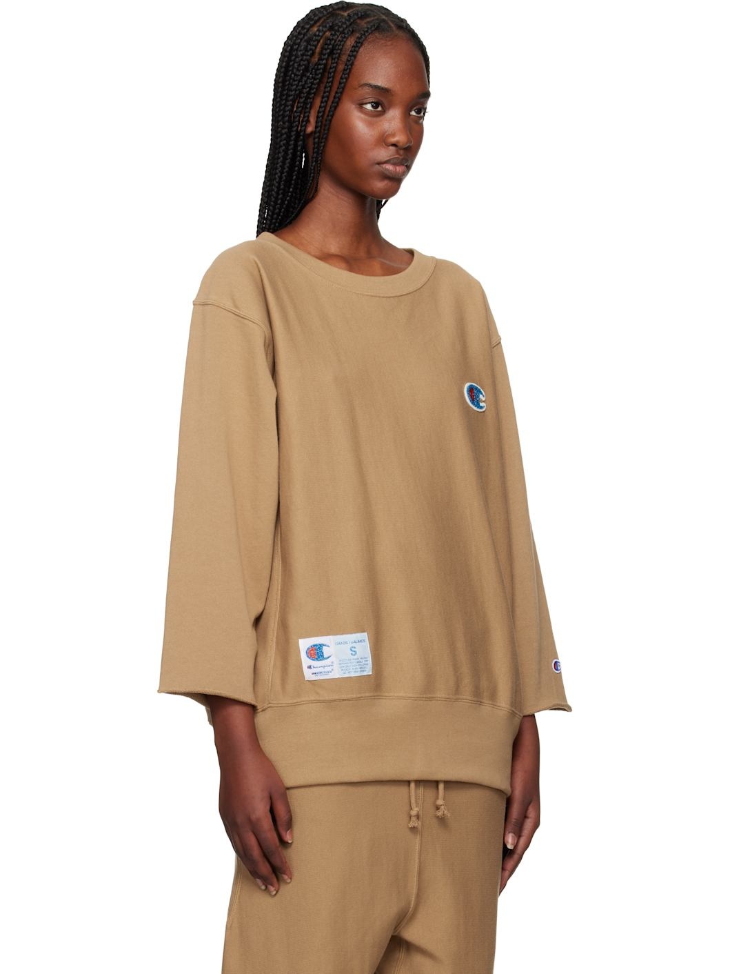 Tan Champion Edition Beaded Logo Appliqué Sweatshirt - 2