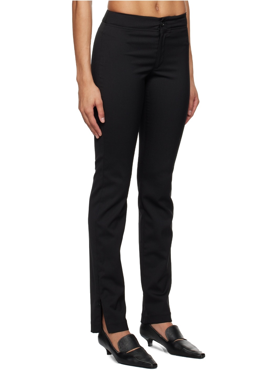 Black Slim Zip Trousers - 2