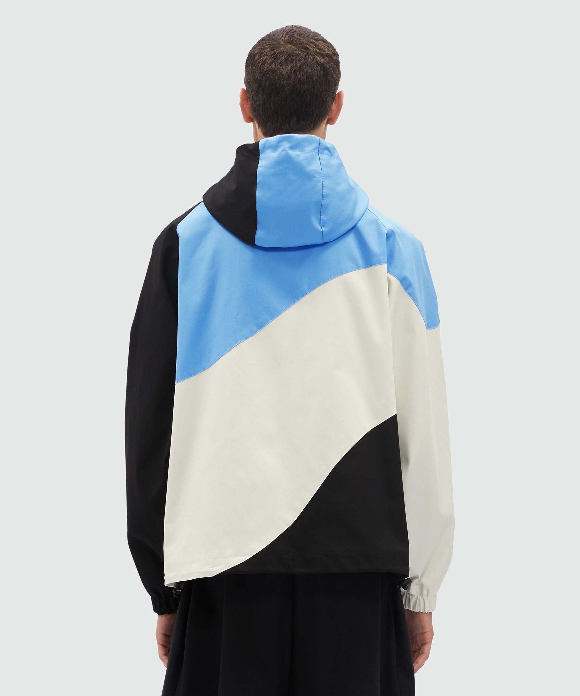 Gabardine hooded jacket with "Tidal Wave" motif - 3