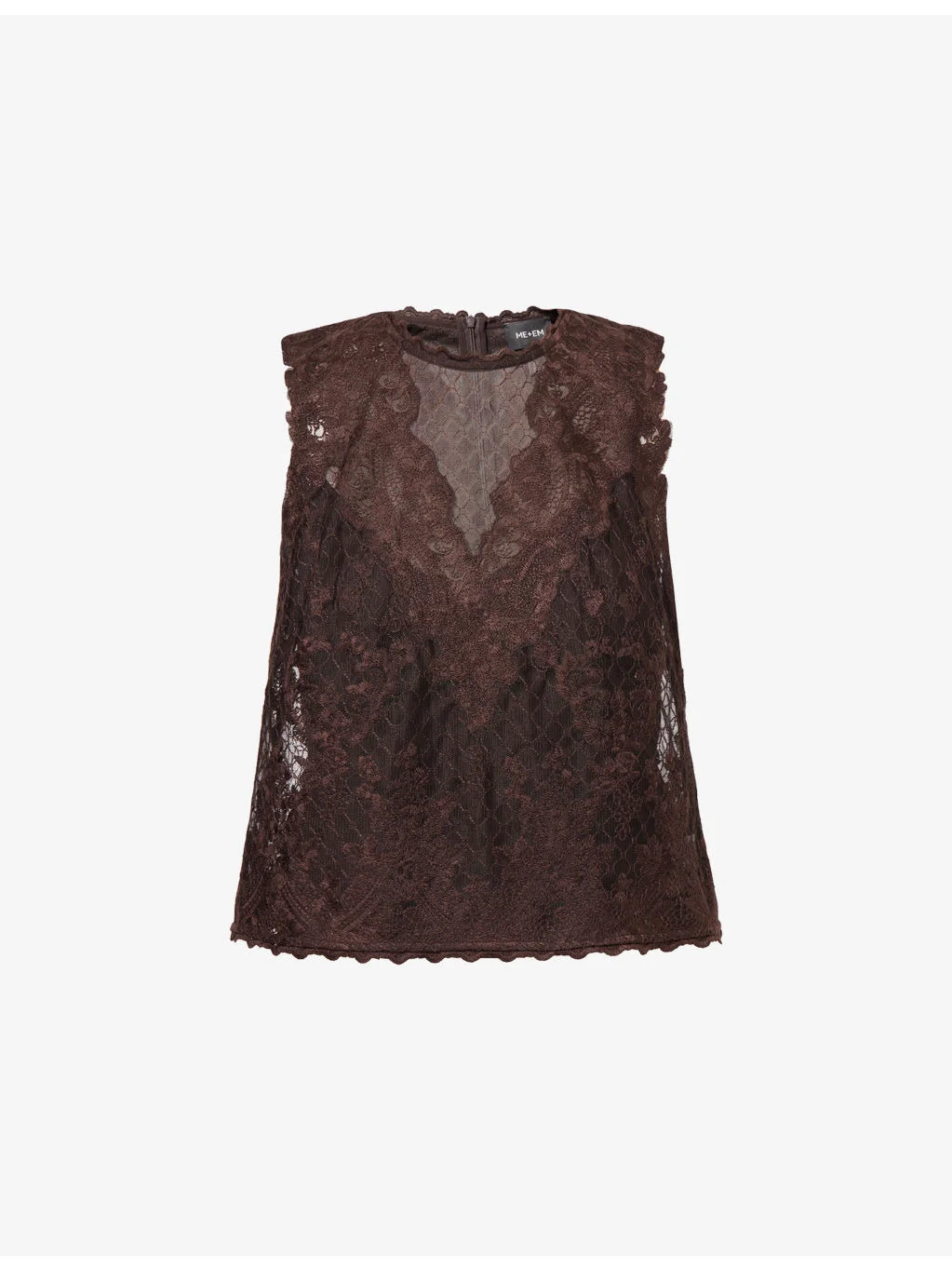 Round-Neck Sleeveless Lace Top - 1