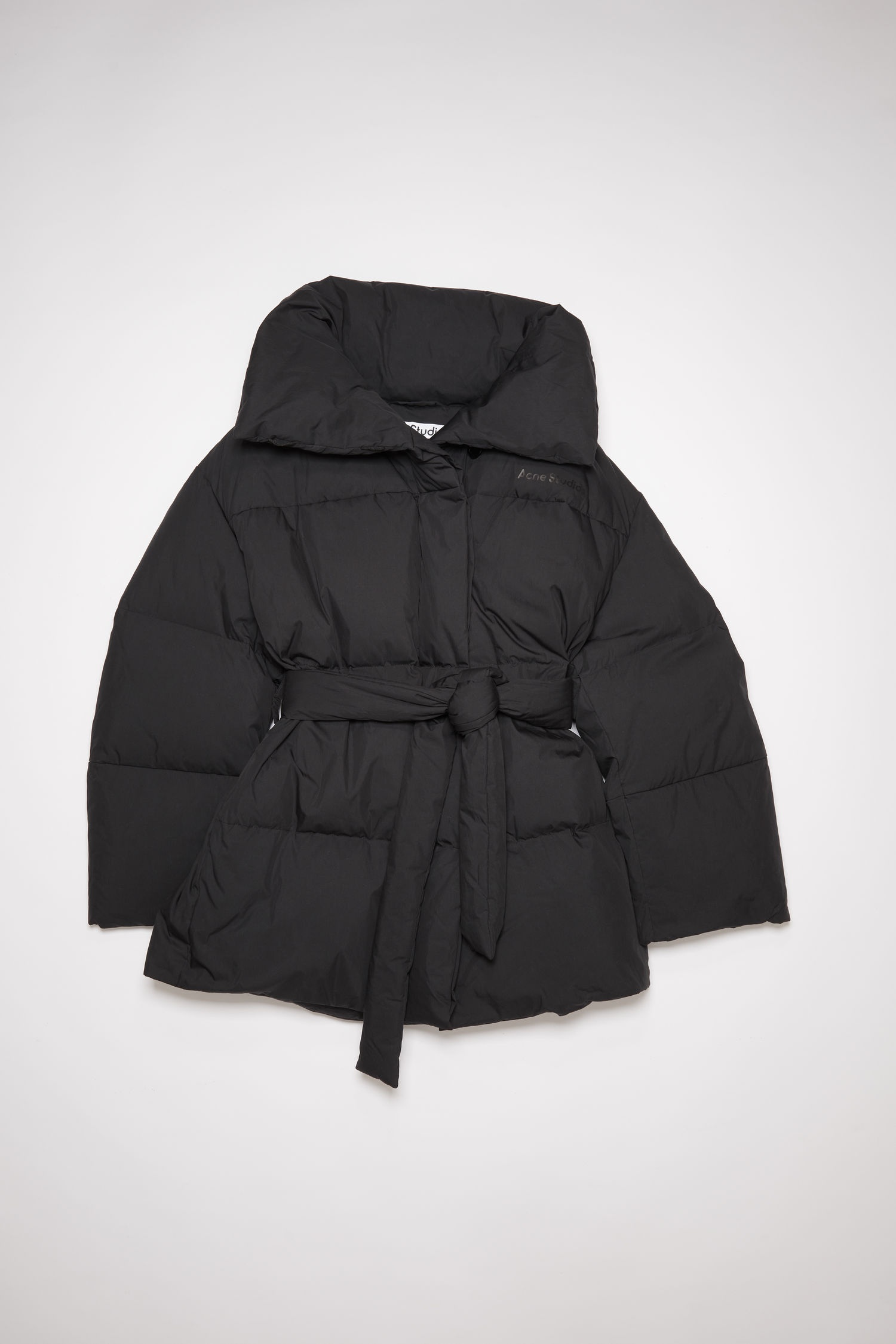 Belted puffer jacket - Black - 6