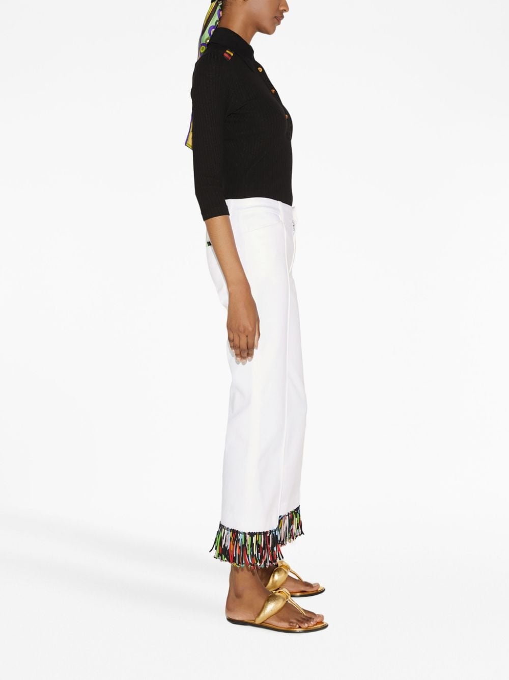 fringe-detailing cropped trousers - 3
