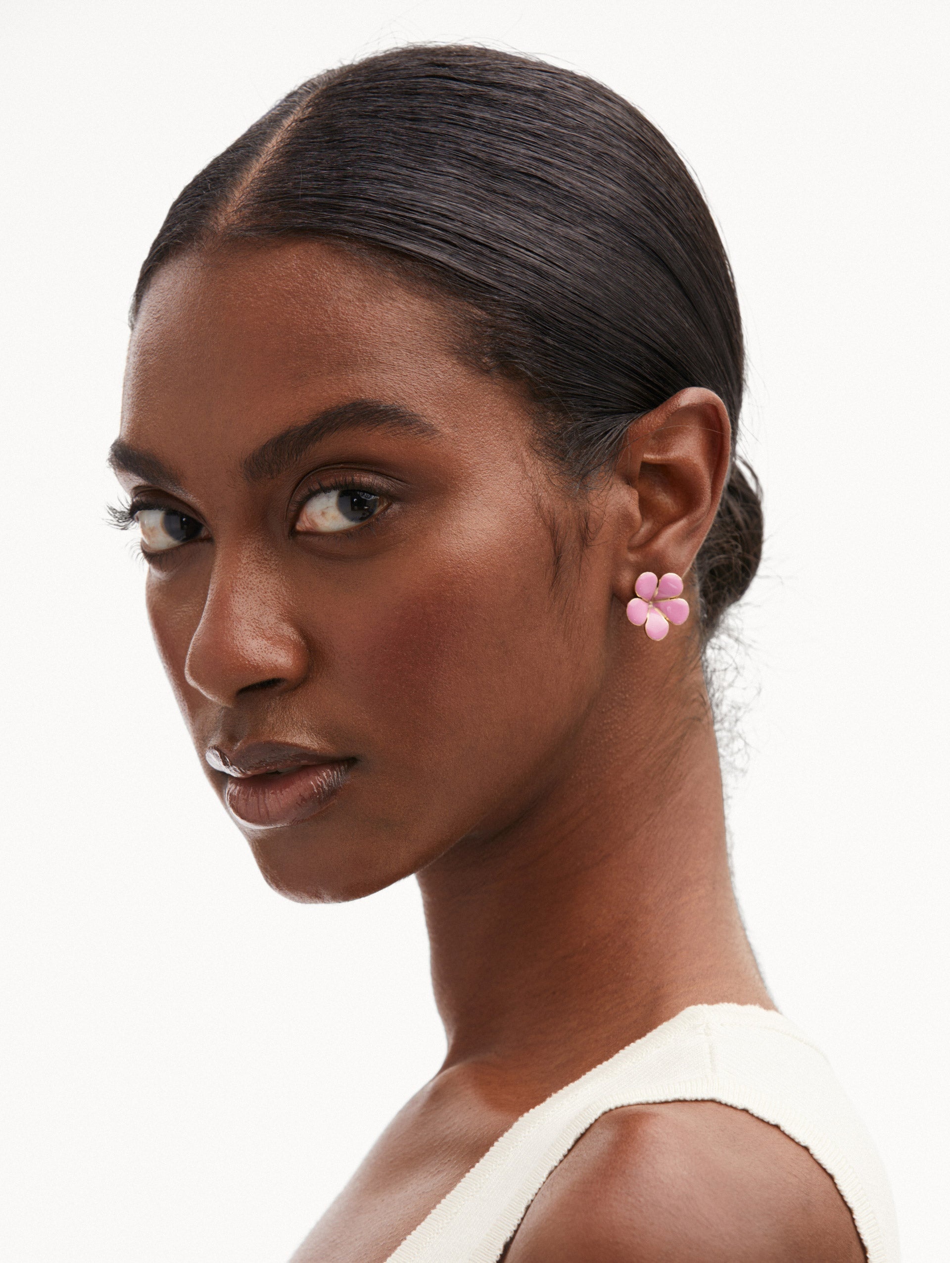 ENAMEL FLOWER STUD EARRINGS - 2