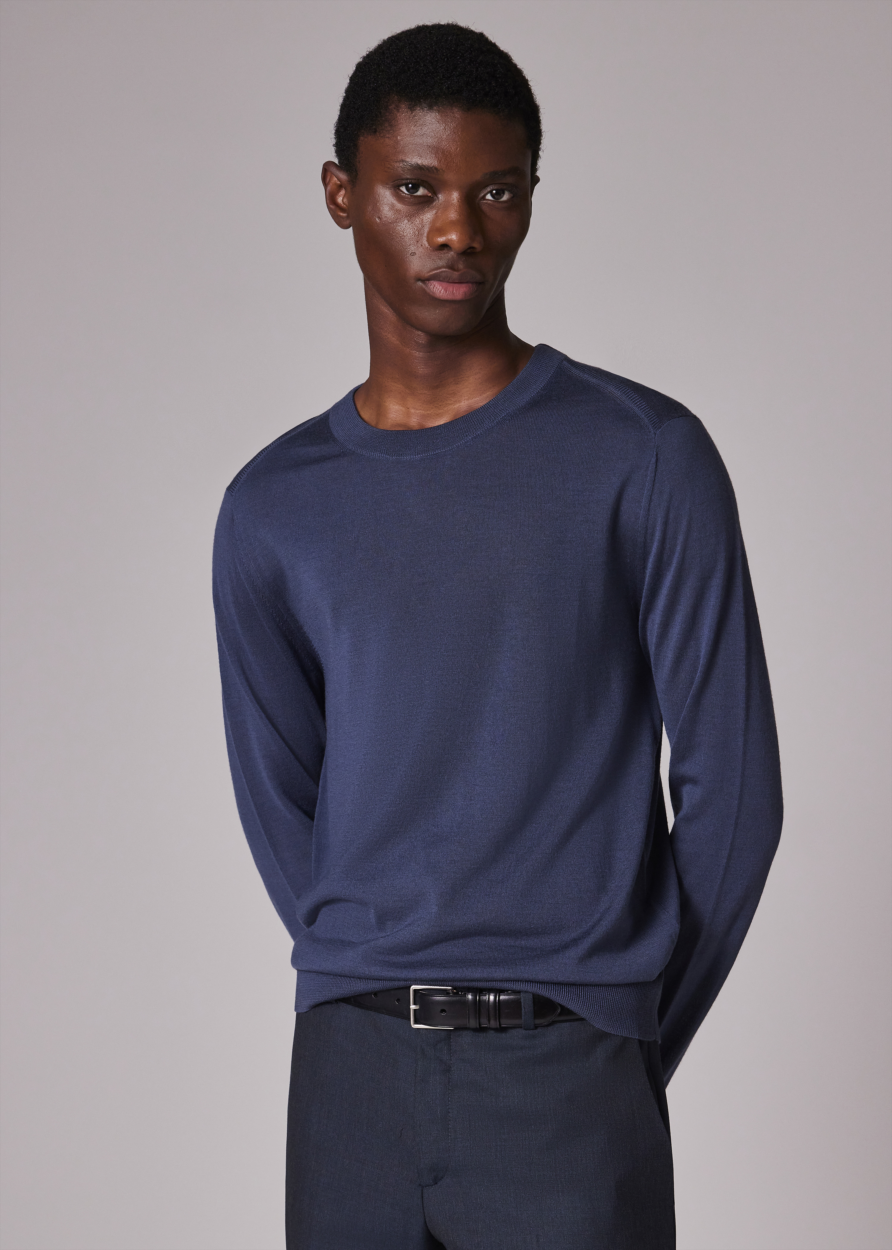 Stone Blue Merino Wool Sweater - 4