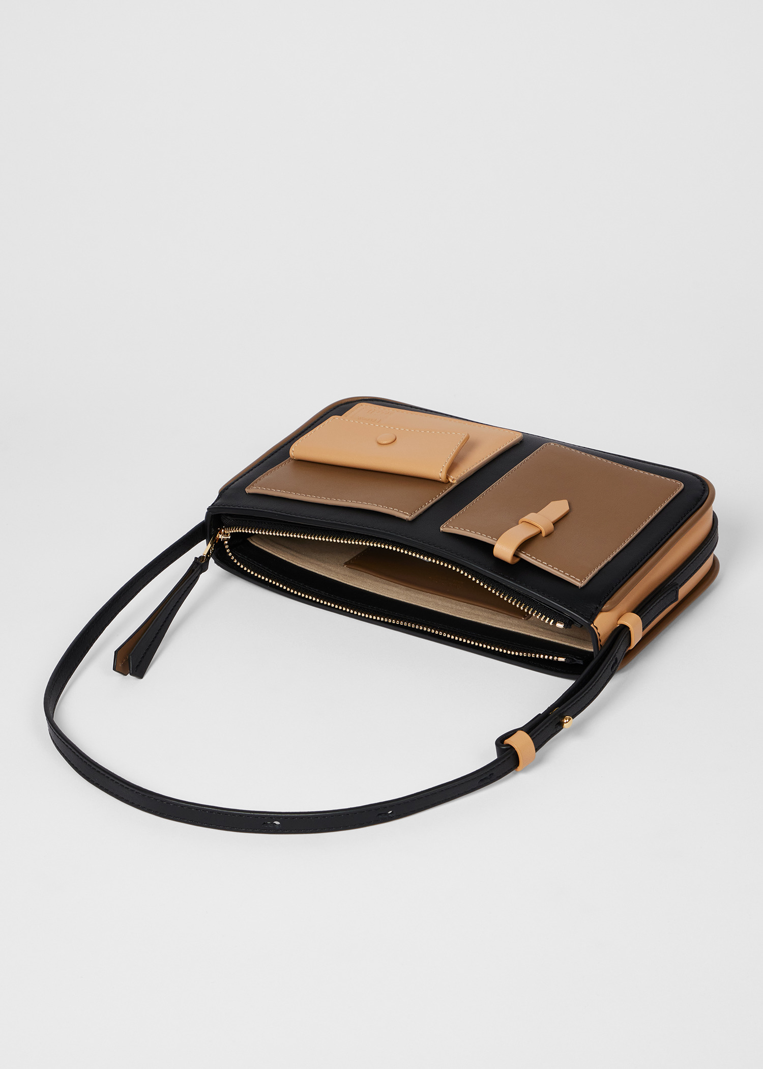 Women's Leather Pocket Pochette Bag - 4